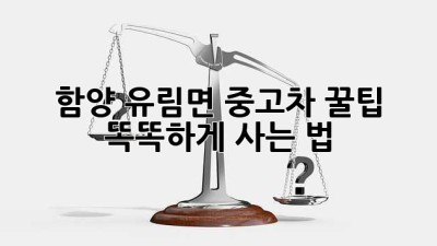 함양 유림면 중고차 꿀팁🍯: 똑똑하게 사는 법!